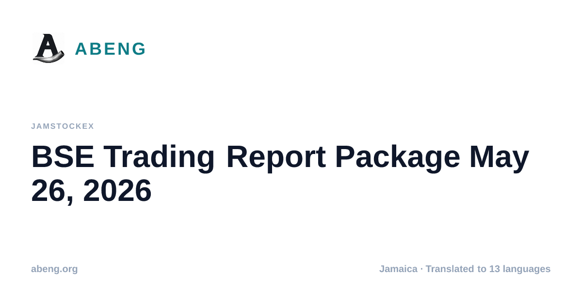BSE Trading Report Package May 26, 2026