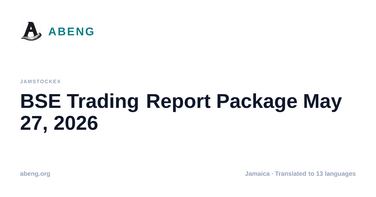 BSE Trading Report Package May 27, 2026