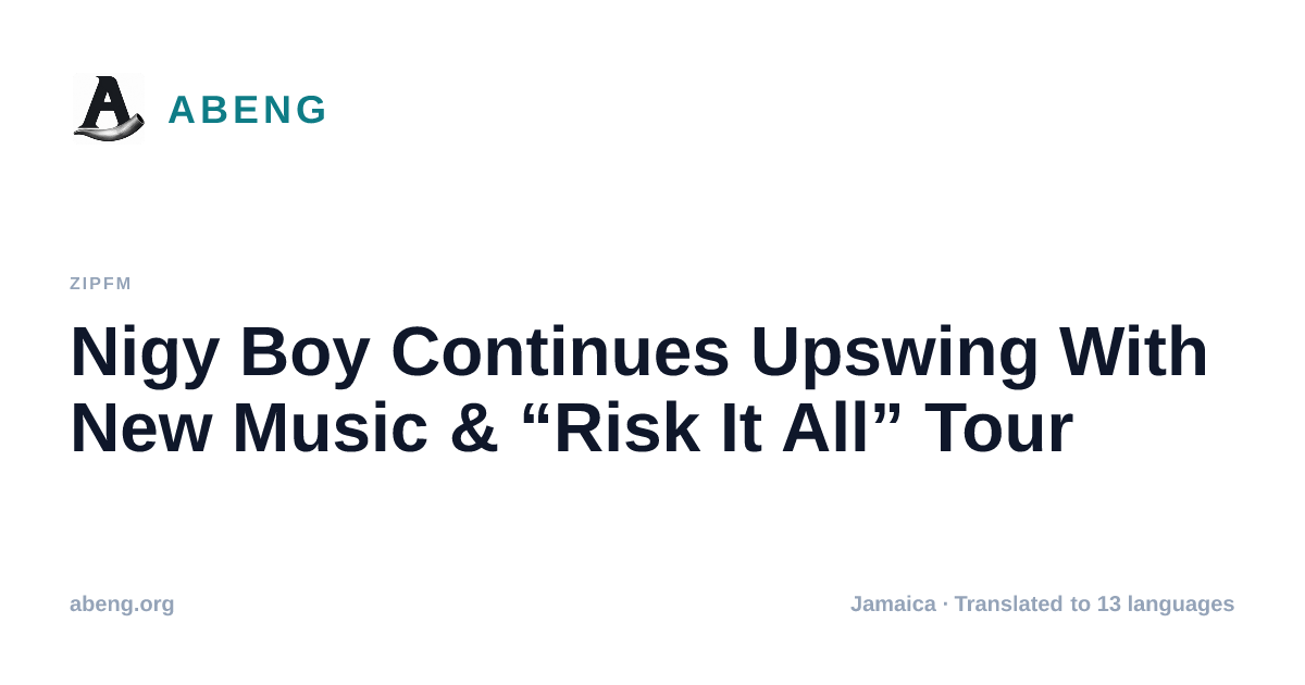 Nigy Boy Continues Upswing With New Music & “Risk It All” Tour